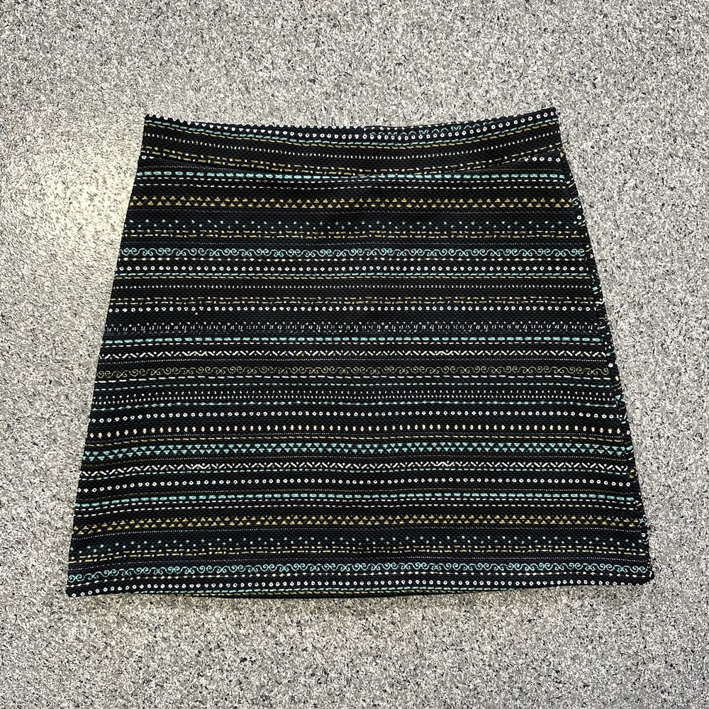 H&M A Line Mini Skirt Womens S 28x16.5 High Rise Geometric Striped Black